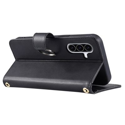 5. Samsung Galaxy A37 5G Leder-Wallet-Case mit Ständer und Schultergurt – Schwarz