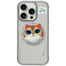 Nimmy Glasses Cool Cat MagSafe Case für iPhone 16 Pro - Grau