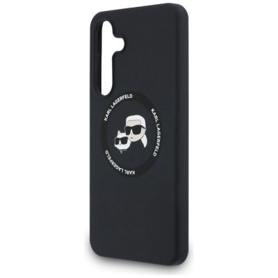 6. Karl Lagerfeld Silikonhülle mit Karl & Choupette-Motiv (MagSafe) für Samsung Galaxy S25 FE – Schwarz