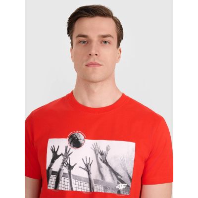2. Herren-T-Shirt mit Volleyball-Print, Größe 4F 4FRAW25TTSHM3319-62S