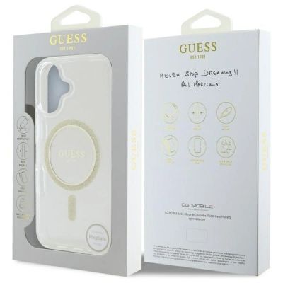 8. Guess GUHMP16MHFGERET iPhone 16 Plus 6,7" transparentes Hardcase IML Glitter Circle MagSafe