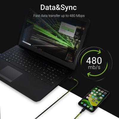 4. GREEN CELL KABGC05 KABEL GREEN CELL GC RAY USB - LIGHTNING 120CM, WEISSE LED, SCHNELLLADUNG