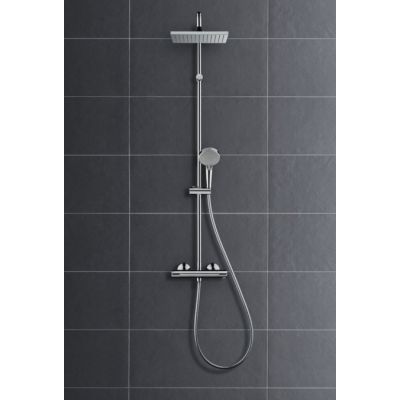 2. Hansgrohe Showerpipe 230 Duschsystem mit 2 Duschköpfen, Wandmontage, Schwarz