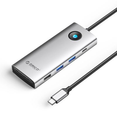 Orico PW11 8-in-1 USB-C Dockingstation (2x USB-A 3.0, 1x USB-A 2.0, 1x USB-C 3.0, 1x USB-C PD 100W, 1x HDMI 4K 60Hz, 1x VGA 1080p 60Hz, 1x RJ45 Gigabit Ethernet) – Silber