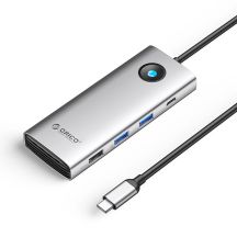 Orico PW11 8-in-1 USB-C Dockingstation (2x USB-A 3.0, 1x USB-A 2.0, 1x USB-C 3.0, 1x USB-C PD 100W, 1x HDMI 4K 60Hz, 1x VGA 1080p 60Hz, 1x RJ45 Gigabit Ethernet) – Silber