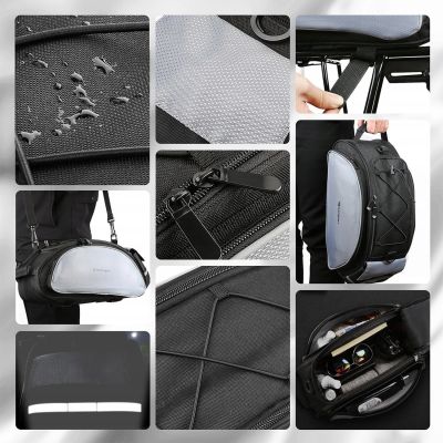 2. Wozinsky Fahrrad-Gepäcktasche mit Schultergurt, 13 l, Schwarz (WBB1BK)