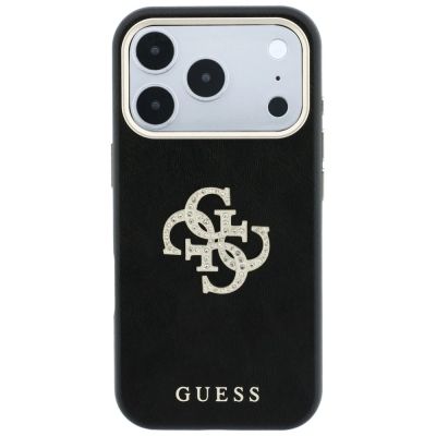 4. Guess Smooth & Big Strass Logo & Strap Schutzhülle für iPhone 18 Pro Max / 17 Pro Max, schwarz