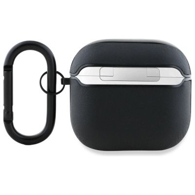 2. AMG Lederhülle mit weißem Logo für AirPods 4 – Schwarz / Weiß