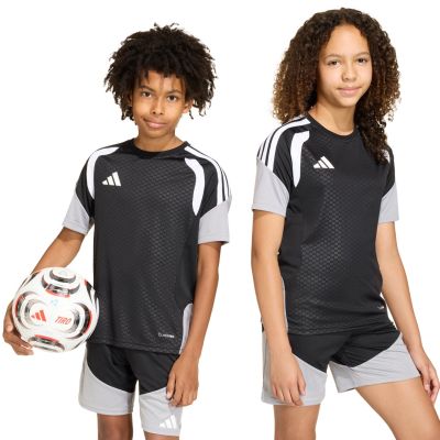adidas Tiro 26 Wettkampf-Trainings-T-Shirt für Kinder, Schwarz und Grau, KA7599