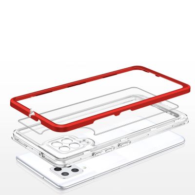 5. Klare 3in1 Hülle für Samsung Galaxy A42 5G Frame Gel Cover Rot