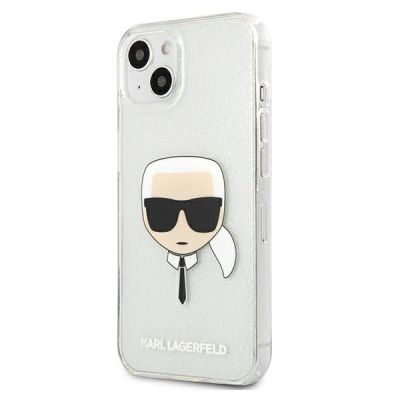 2. Karl Lagerfeld Glitter Karl's Head Hülle für iPhone 13 mini - Silber