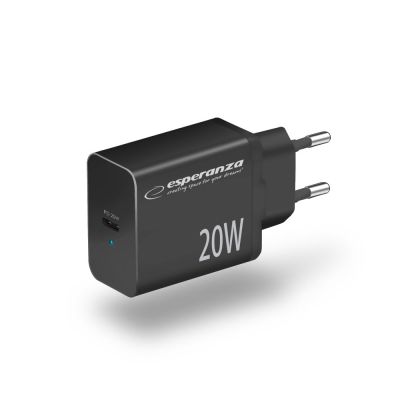 7. ESPERANZA Netzladegerät 20 W USB-C PD Schwarz EZC104K