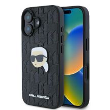 Karl Lagerfeld Monogram Karl Head Pin Hülle für iPhone 16 – Schwarz
