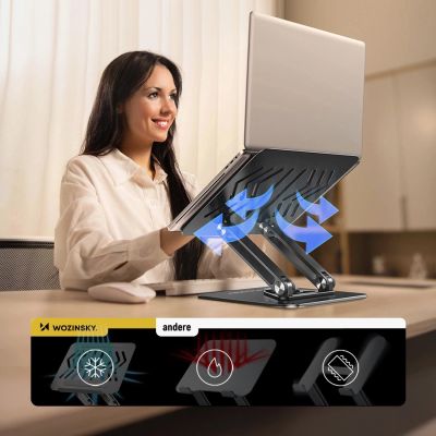 7. Wozinsky WRS-CPY84SB 360-Grad-Laptop- und Tablet-Ständer aus Aluminium + kostenloser Smartphone-Ständer – Schwarz