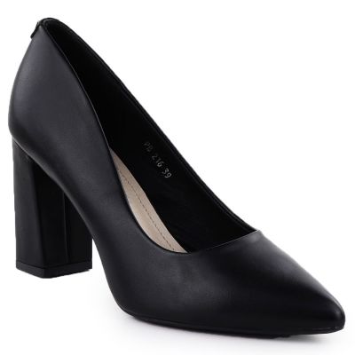 Schwarze Pumps mit spitzer Zehenpartie, schwarze Sergio Leone PB216