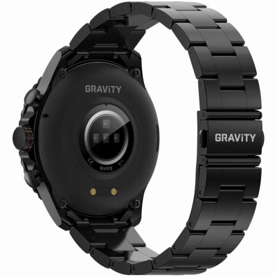 6. GRAVITY GT16-2 Schwarze Herren-Smartwatch mit schwarzem Armband