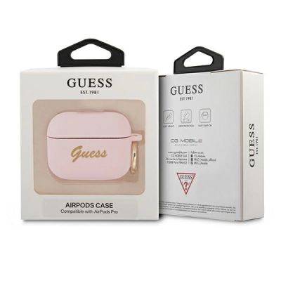 3. Guess, GUAPSSSI AirPods Pro Cover rosa/rosa Silikon Vintage Script