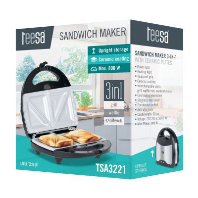 3. TEESA 3-IN-1 TOASTMACHER MIT KERAMIKEINSÄTZEN