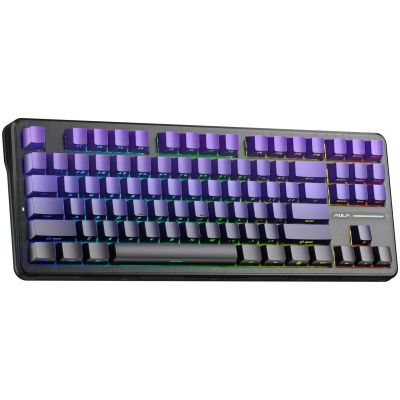 2. Gasket F87 Pro Purple Black Gradient GrayWoodV4 Switch RGB AULA Tastatur