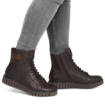 6. Braune Plateau-Ankle-Boots aus Leder für Damen von Rieker, Modell Y3421-26