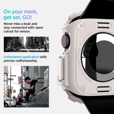 12. Spigen Rugged Armor Armband für Apple Watch 10 46 mm – Beige