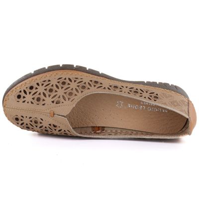 3. Damen-Lederschuhe mit durchbrochenem Muster, braun, Sergio Leone SP006