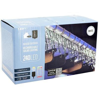 6. Solar-Lichterkette mit 240 LEDs und 13 Funktionen, weiß