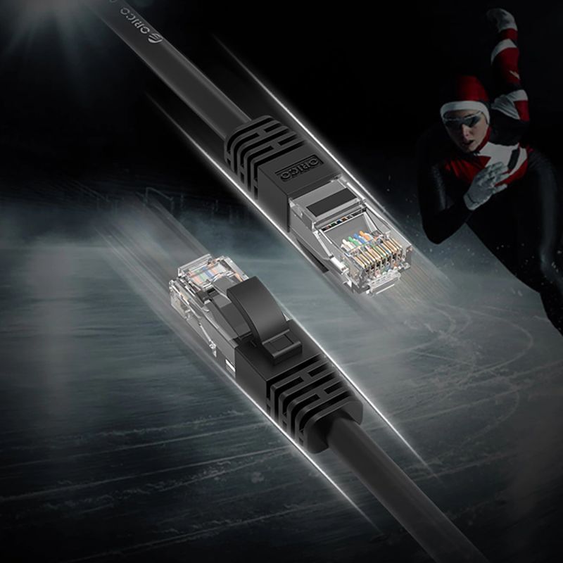 5. Orico PUG-C6 CAT6 1000 Mbit/s RJ45 Ethernet-Netzwerkkabel, rund, 1 m, Schwarz