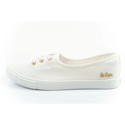 2. Lee Cooper Damenschuhe, sportliche weiße Slip-On-Ballerinas