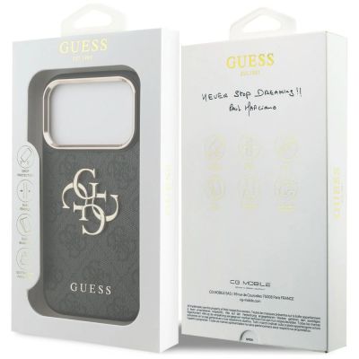 8. Guess 4G Big 4G Classic Logo Hülle für iPhone 17 Pro / 18 Pro – Schwarz und Gold