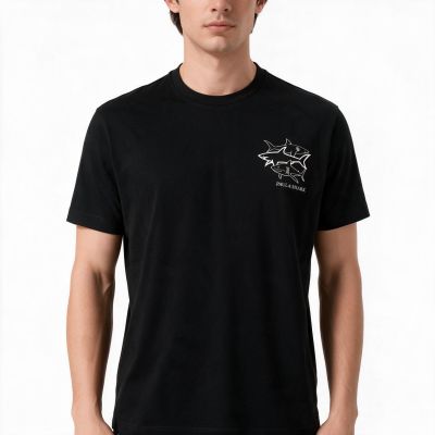 Paul&Shark Herren-T-Shirt aus Baumwolle, schwarz – Modell 26411035-11, klassischer Schnitt, hochwertige Baumwolle
