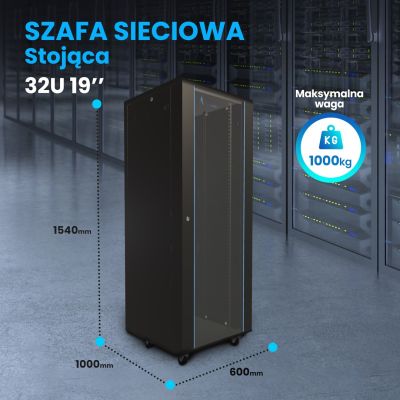 13. Extralink Rack-Schrank 32U 600x1000 Schwarz Standgerät