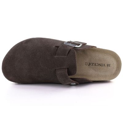 3. Braune Damen-Lederpantoletten mit geschlossener Zehenpartie, Vinceza 101332