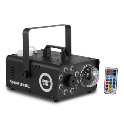 15. LIGHT4ME FOG 600W LED-Kugel - Nebelmaschine, hintergrundbeleuchteter Raucheffekt/Diskokugel, drahtlose Fernbedienung