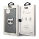 8. Karl Lagerfeld Saffiano Choupette Head Patch Hülle für iPhone 14 - Silber