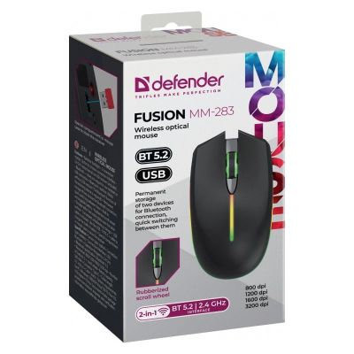 4. DEFENDER Kabellose Maus FUSION MM-283 RF, wiederaufladbar, schwarz, 52283