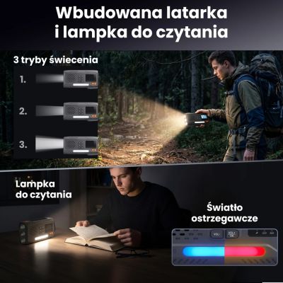 11. Extralink Bluetooth-Solarradio mit Kurbeldynamo-Powerbank (4000 mAh) und SOS-Taschenlampe BT-4000, tragbar, analog und digital, Schwarz/Orange