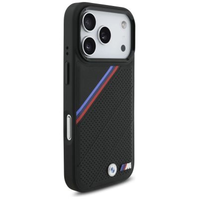4. BMW M Tricolor Metal Logo MagSafe Case für iPhone 17 Pro – Schwarz