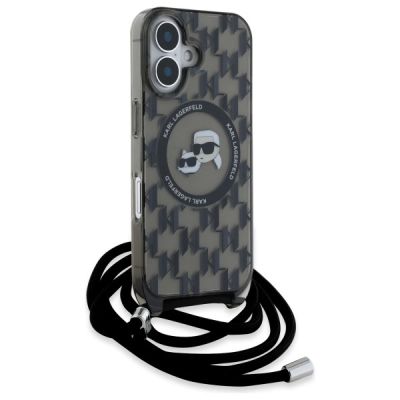 3. Karl Lagerfeld IML Crossbody Monogram Karl & Choupette Head MagSafe Hülle für iPhone 16 – Schwarz