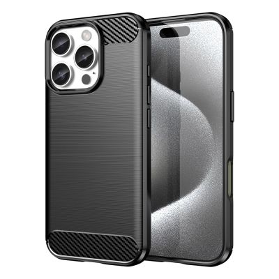 Carbon Case Silikonhülle für iPhone 16 Pro Max - Schwarz