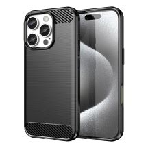 Carbon Case Silikonhülle für iPhone 16 Pro Max - Schwarz