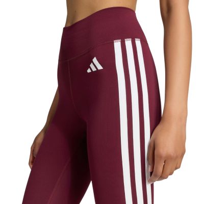 4. adidas Optime Essentials Workout Leggings für Damen mit 3 Streifen, 7/8-Länge, Burgunderrot, KT3772