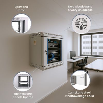 10. Extralink 6U 10" Grauer Wand-Rackschrank