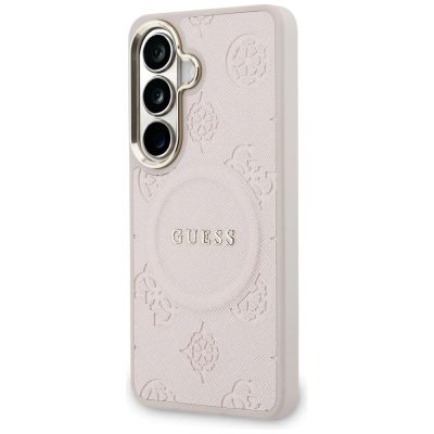 2. Guess Saffiano Peony Embossed Ring MagSafe Hülle für Samsung Galaxy S26+ - Rosa