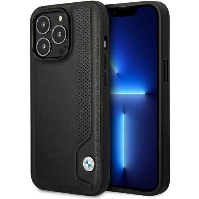 Hülle BMW BMHCP14L22RBDK iPhone 14 Pro 6.1" schwarz/schwarz Hardcase Leder Blue Dots
