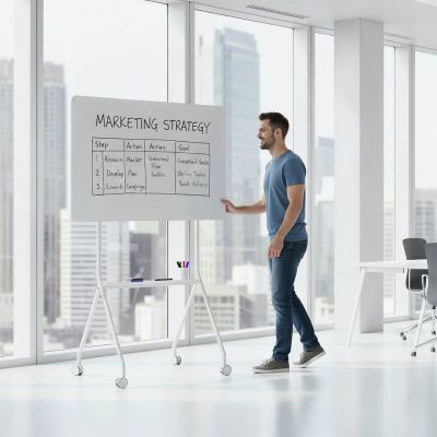 15. Ergo Office mobiles Whiteboard, Querformat, weiß, einseitig, mit Ablage, Abmessungen 1190 x 790 mm, ER-306