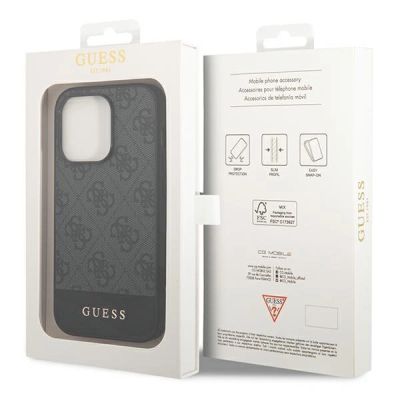 8. Guess GUHCP14LG4GLGR iPhone 14 Pro 6,1" szary/grey hard case 4G Stripe Collection