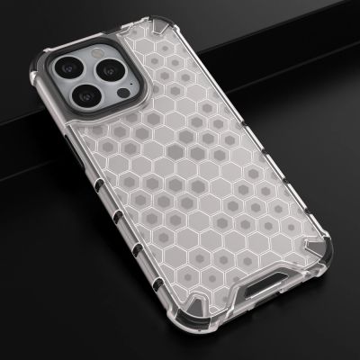 14. Honeycomb Handyhülle Schutzhülle mit TPU Rahmen für iPhone 13 Pro transparent