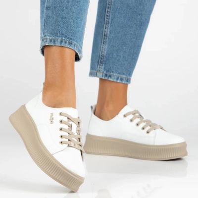 2. Leder-Plateau-Sneaker, weiß, Filippo DP6122