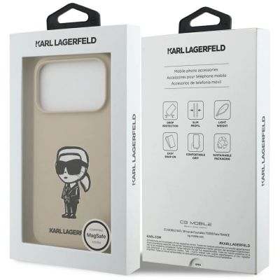 8. Karl Lagerfeld Silikonhülle mit Karl-Skizze und Logo (MagSafe) für iPhone 17 Pro – Braun
